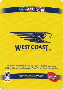 2010 Team Zone AFL Team - Best & Fairest Wildcards #BF-15 Darren Glass Back